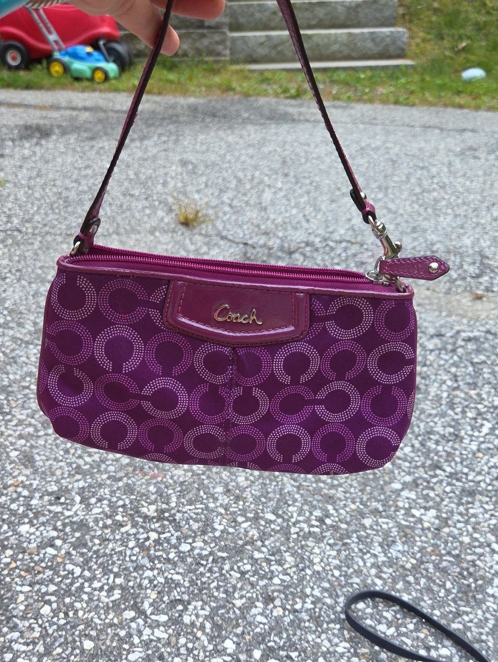 Coach Plum Signature Wristlet with Silver Logo